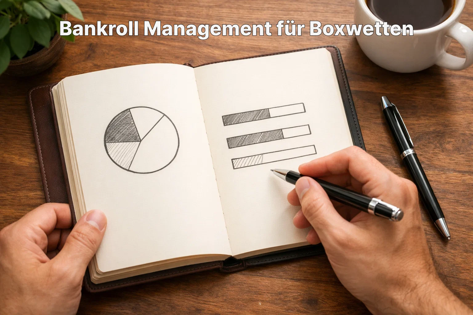 Person plant Budget mit Notizbuch und Stift