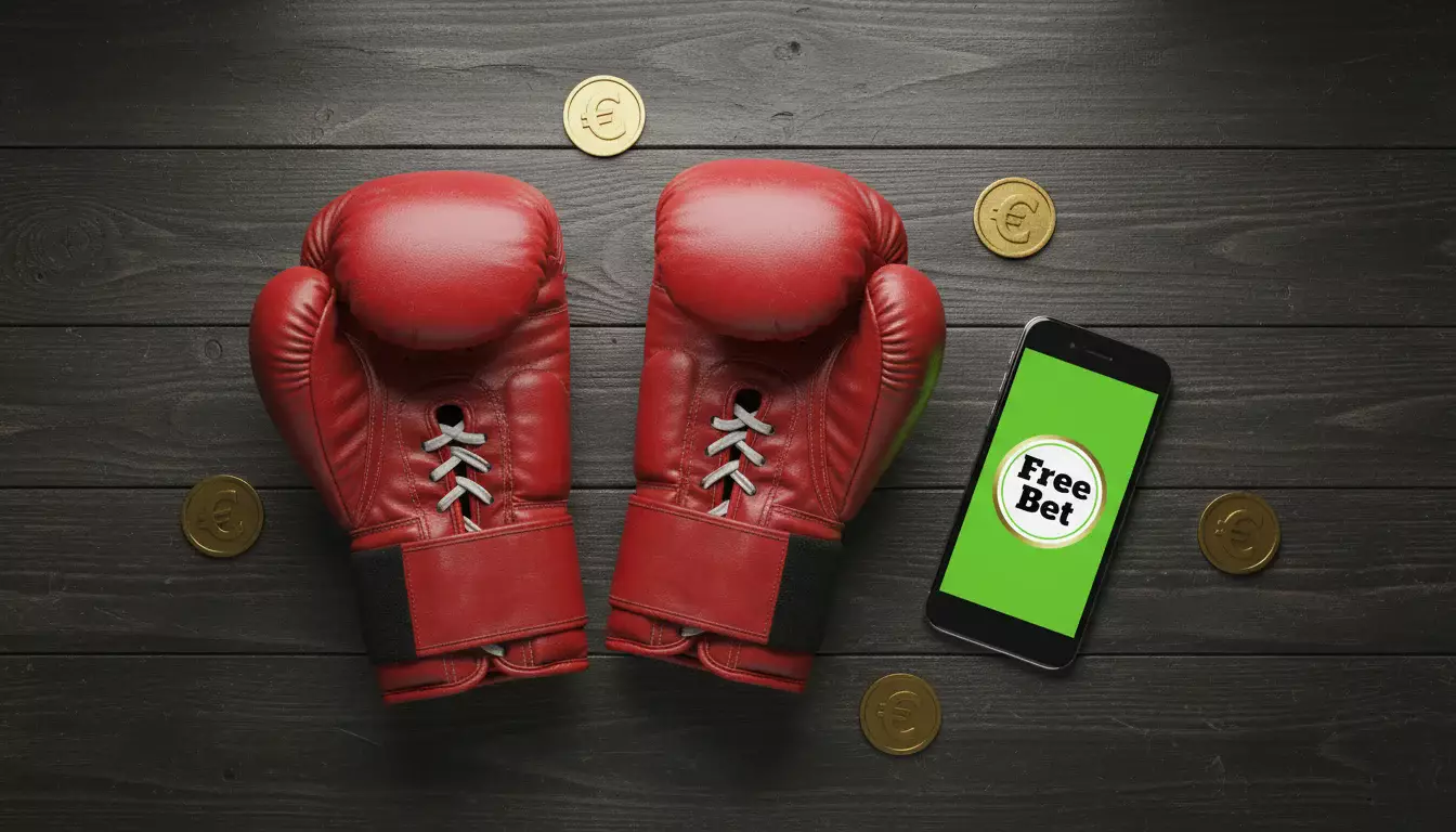 Boxhandschuhe neben einem Smartphone mit geöffneter Wett-App