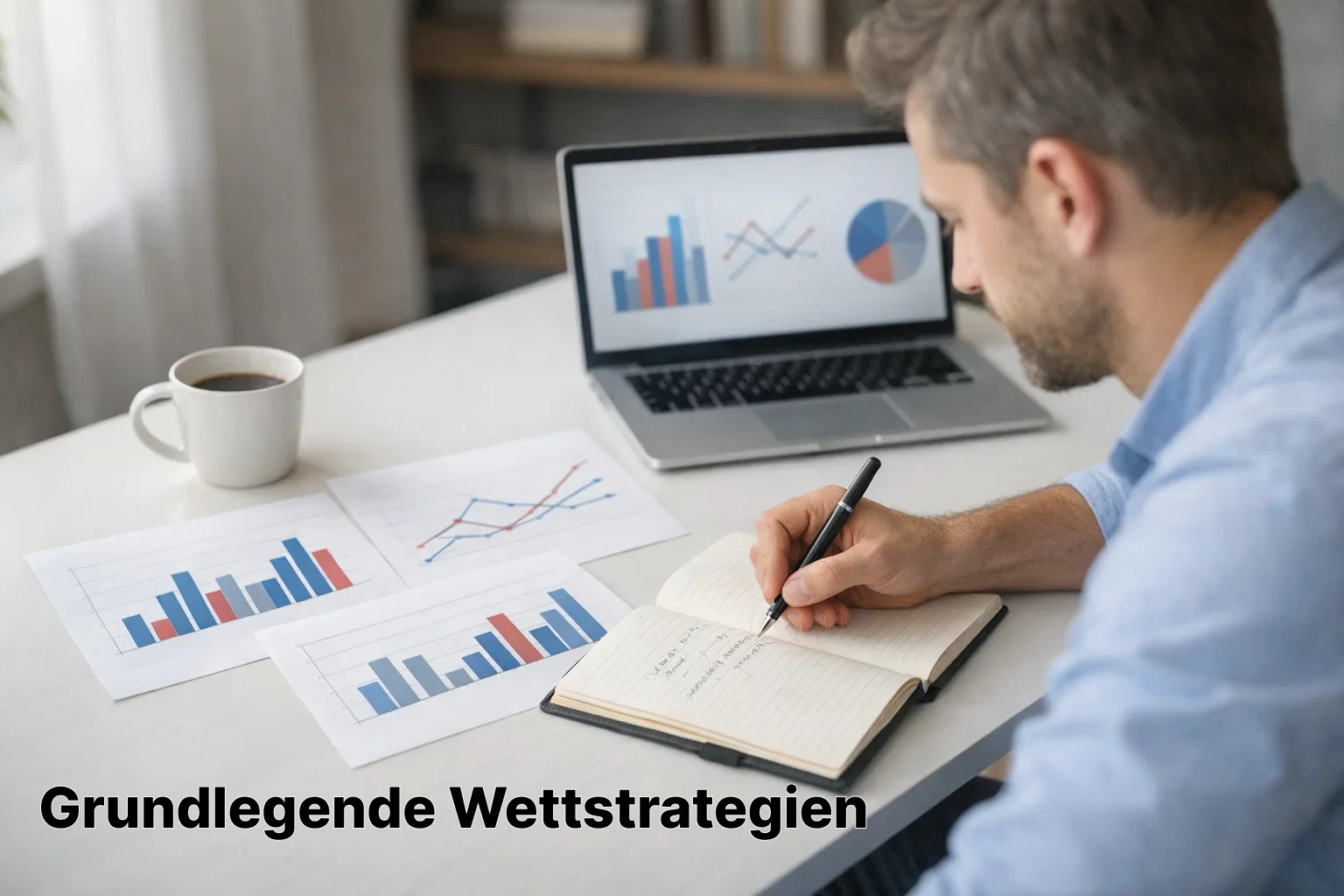 Mann studiert Boxstatistiken und Kampfaufzeichnungen am Schreibtisch