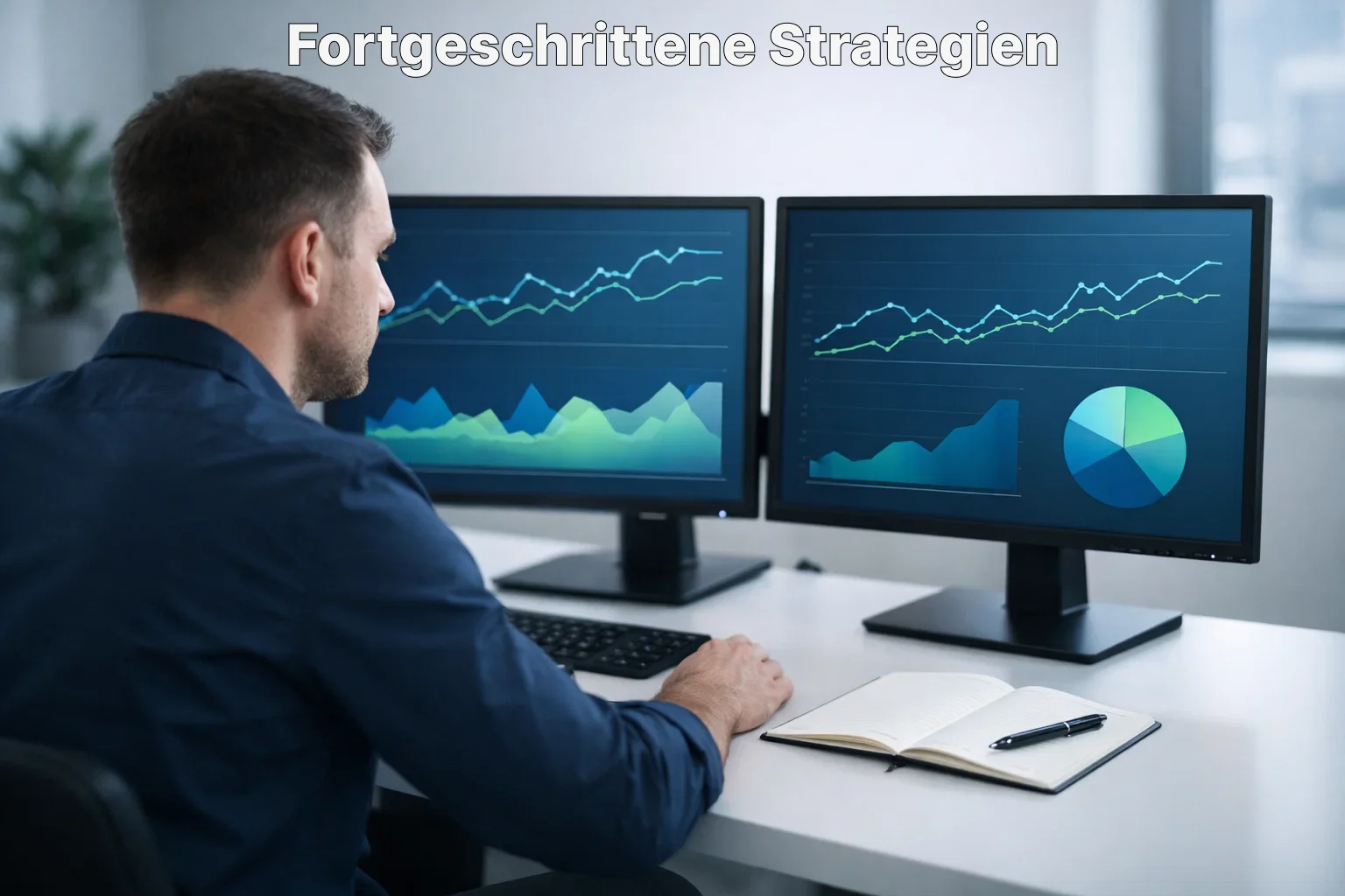 Analytiker vergleicht Daten auf mehreren Bildschirmen